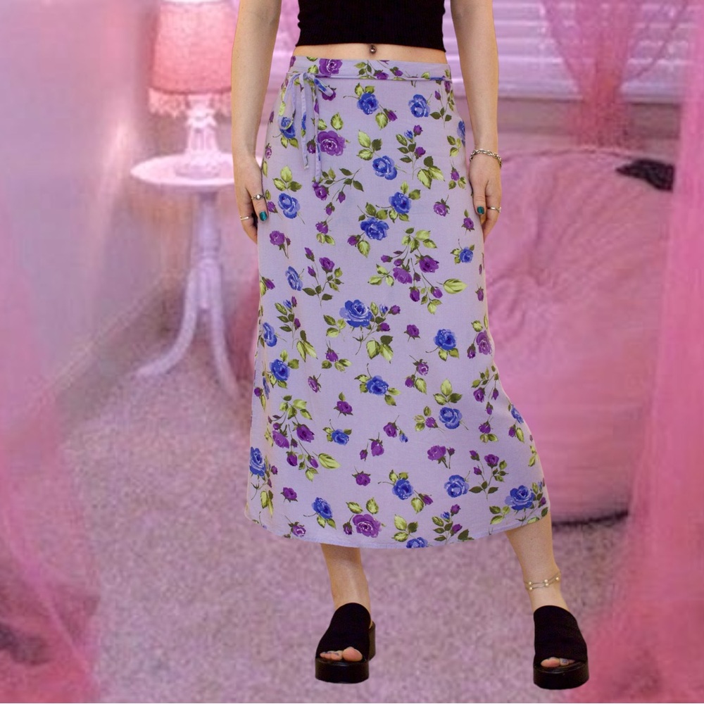 Vintage y2k floral midi skirt